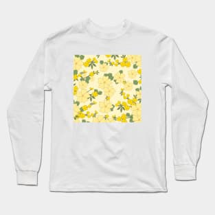 Yellow Floral Pattern Long Sleeve T-Shirt